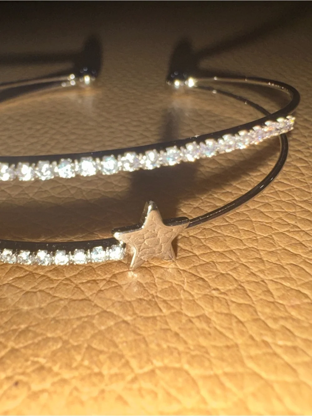 Kids Silver-Tone Heart Accent Double-Band Cuff Bracelet-Cat Crystal